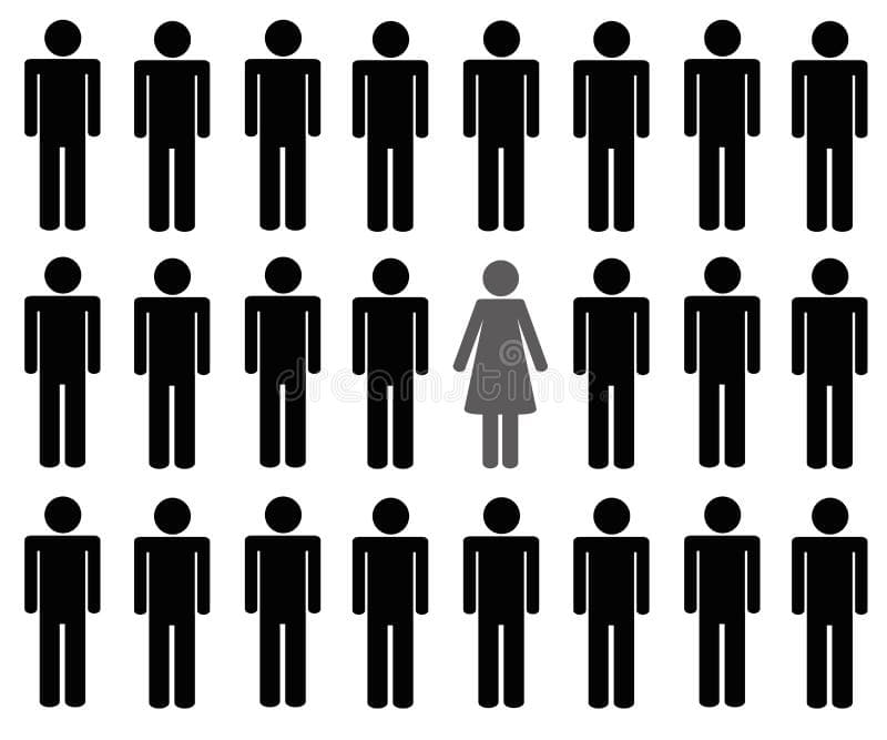 one-woman-many-men-pictogram-vector-illustration-134203024