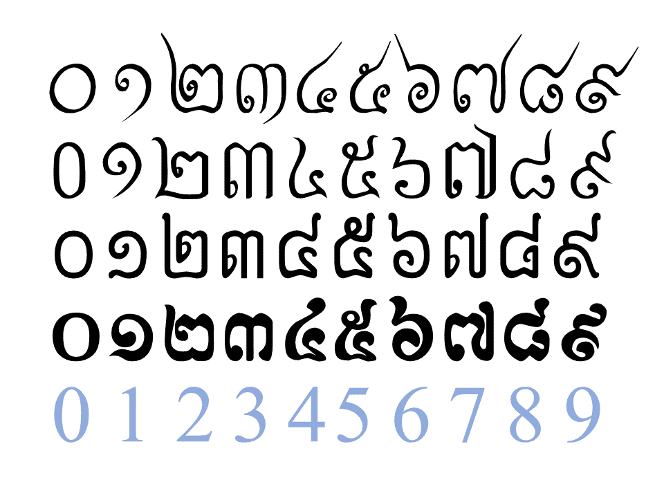 4_fonts_of_Khmer_Numbers