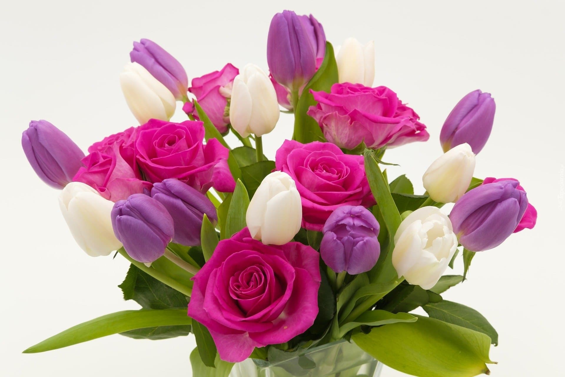tapeta-tulipany-i-roze-w-bukiecie